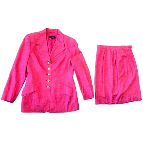 Escada Pink Blazer and Skirt Suit Two Pieces Set - Picture 1 of 13